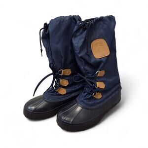 Vintage Sorel Snow Lion Mid-Calf Navy Blue Winter Snow Boots Women's US Size 8